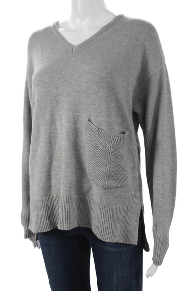 Renuar Women Gray V-Neck Long Sleeve Pullover 50% Viscose Size S