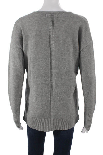Renuar Women Gray V-Neck Pullover Sweater Long Sleeve 50% Viscose Size L