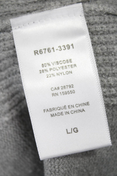 Renuar Women Gray V-Neck Pullover Sweater Long Sleeve 50% Viscose Size L