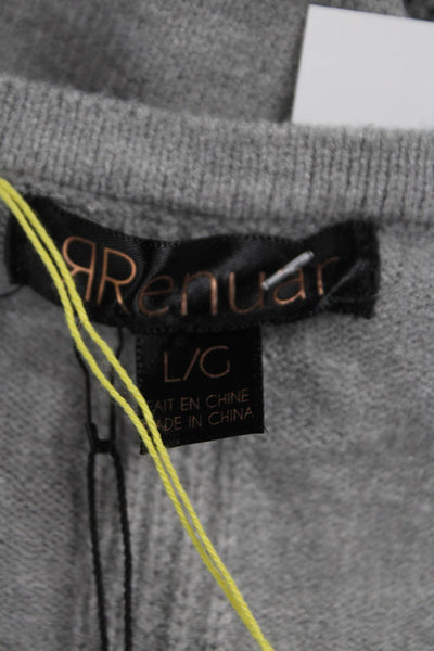 Renuar Women Gray V-Neck Pullover Sweater Long Sleeve 50% Viscose Size L