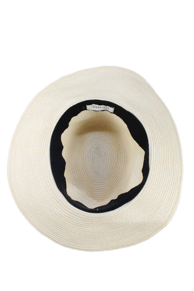 Maison Michel Womens Ribbon Logo Woven Wide Brim Hat Natural Pink Size Small