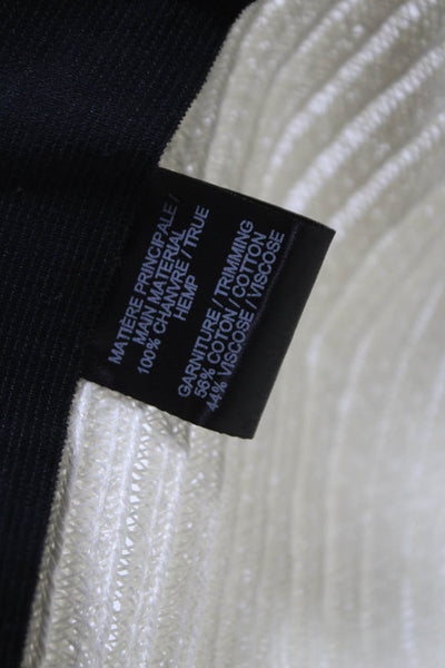 Maison Michel Womens Ribbon Logo Woven Wide Brim Hat White Size Small