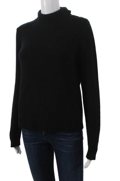 Christian Dior Women Black Cashmere Pullover High Neck Long Sleeve Size 2