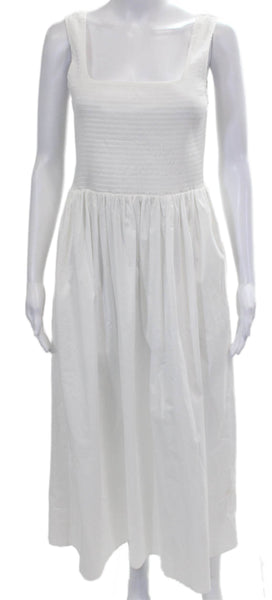 Wayf Women Sundress White Cotton Square Neck Sleeveless Mid-Calf Size M