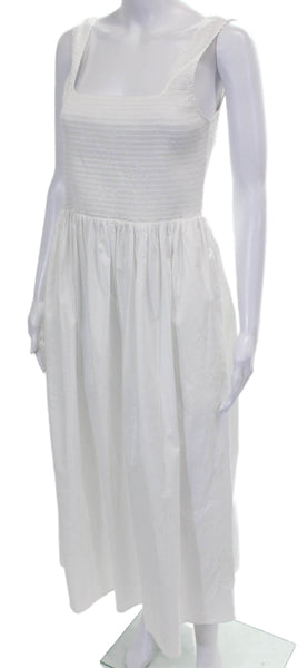 Wayf Women Sundress White Cotton Square Neck Sleeveless Mid-Calf Size M