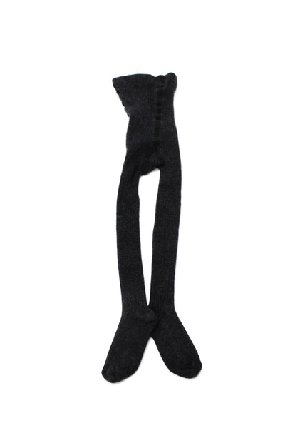 Bonpoint Girls Cotton Stretch Ribbed Tights Gray 12 Months