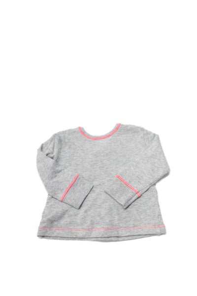 Bonpoint Girls Cotton Contrast Stitch Detail Tops Gray Size 3 Months