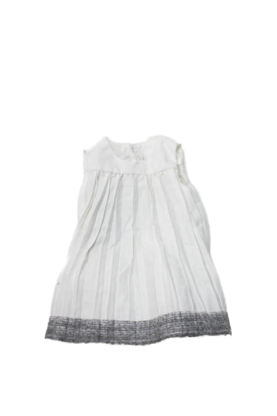 Il Gufo Girls Cotton Girls Pleated Detail Dress White Size 3 Months