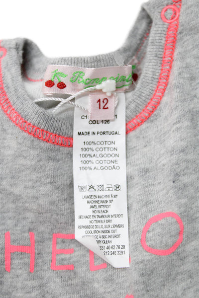Bonpoint Girls Cotton Long Sleeve Casual T-Shirt Gray Size 12 Months