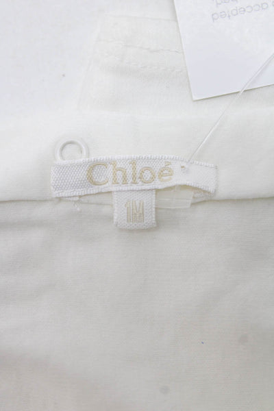 Chloe Girls Cotton  Cat Motif Rhinestoned One Piece White Size 1 Month