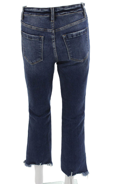 Mica Women Flared Low Rise Jeans Blue Cotton Blend Size 26