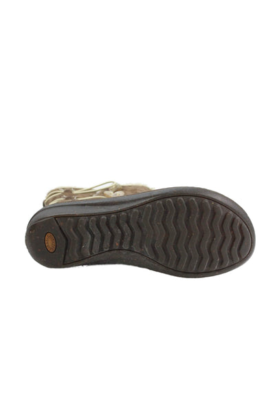 Ugg Womens Suede Shearling Lined Stitching Detail Brown Size 7