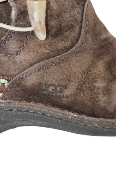 Ugg Womens Suede Shearling Lined Stitching Detail Brown Size 7