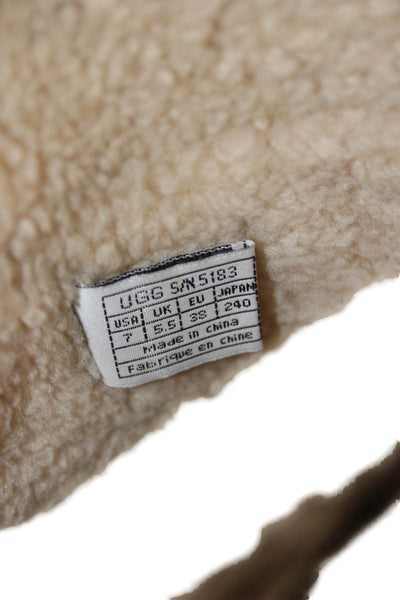Ugg Womens Suede Shearling Lined Stitching Detail Brown Size 7