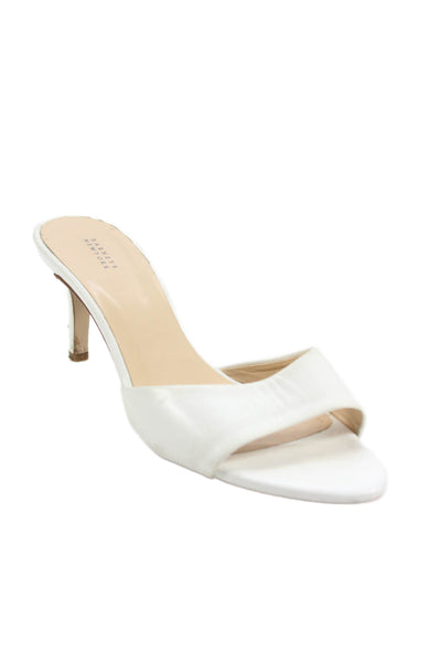 Barneys New York Womens Leather Open Toe Mules White Size 5