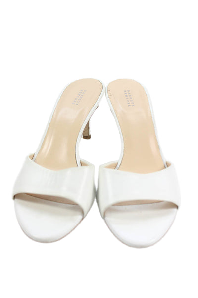 Barneys New York Womens Leather Open Toe Mules White Size 5