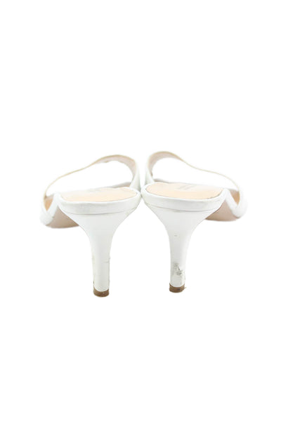Barneys New York Womens Leather Open Toe Mules White Size 5