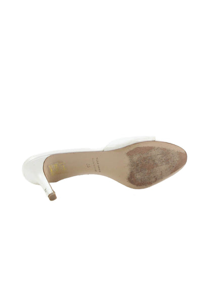 Barneys New York Womens Leather Open Toe Mules White Size 5