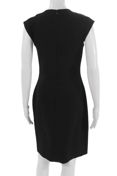 Zara Womens Black Sheath Dress Short Sleeve Round Neck Mid Calf Zip Size S
