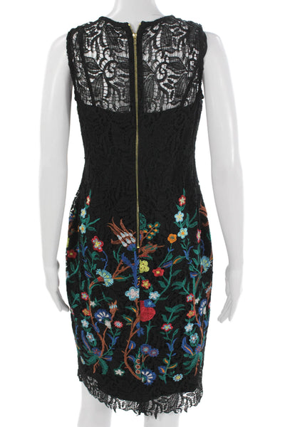 Calvin Klein Womens Sheath Dress Black Floral Sleeveless Mid Calf Size 4