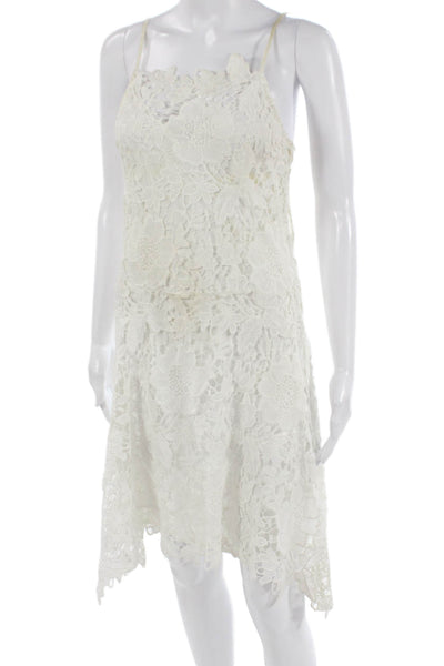 Zara Womens Shift Dress White Floral Square Neck Sleeveless Short Size XS
