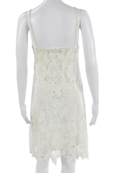 Zara Womens Shift Dress White Floral Square Neck Sleeveless Short Size XS