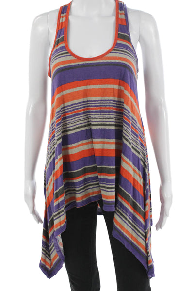 BCBGMAXAZRIA Womens Tunic Multicolor Striped Cotton Scoop Neck Sleeveless Size S