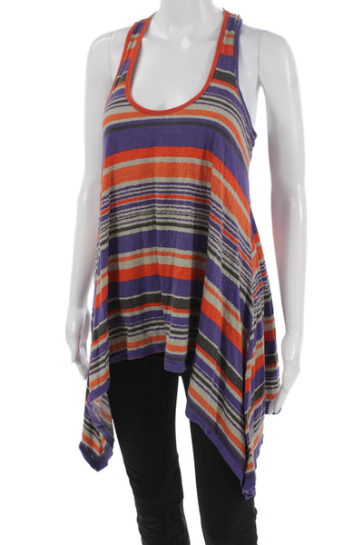 BCBGMAXAZRIA Womens Tunic Multicolor Striped Cotton Scoop Neck Sleeveless Size S