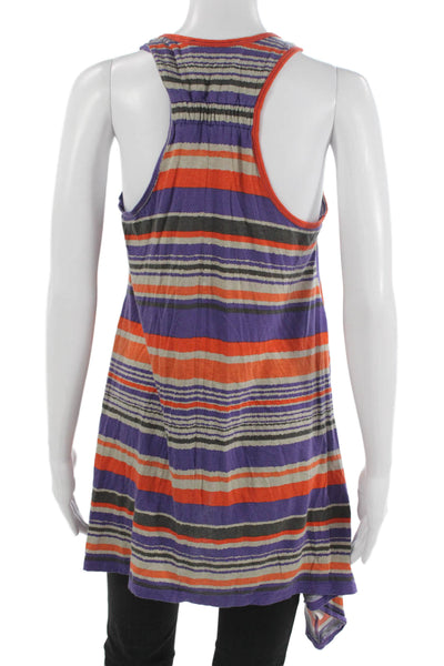 BCBGMAXAZRIA Womens Tunic Multicolor Striped Cotton Scoop Neck Sleeveless Size S