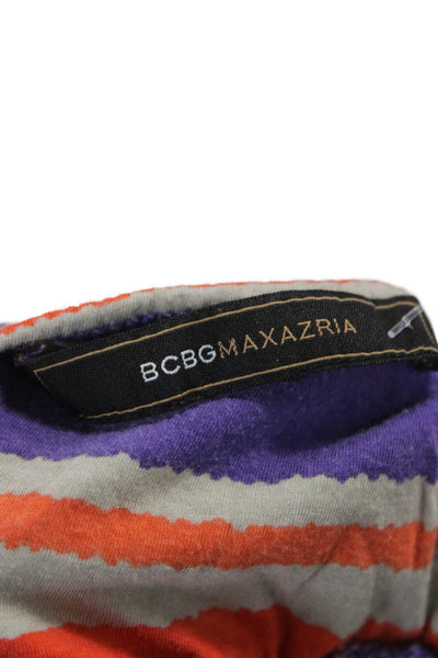 BCBGMAXAZRIA Womens Tunic Multicolor Striped Cotton Scoop Neck Sleeveless Size S