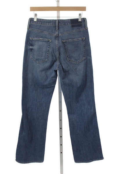 Amo Womens Cropped High Rise Blue Cotton Jeans Size 28