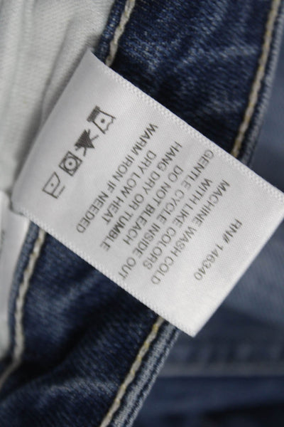 Amo Womens Cropped High Rise Blue Cotton Jeans Size 28