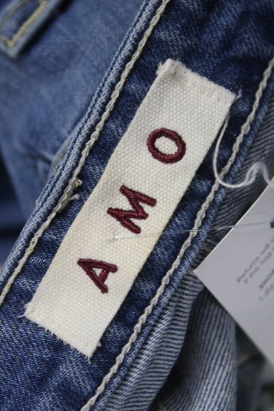Amo Womens Cropped High Rise Blue Cotton Jeans Size 28