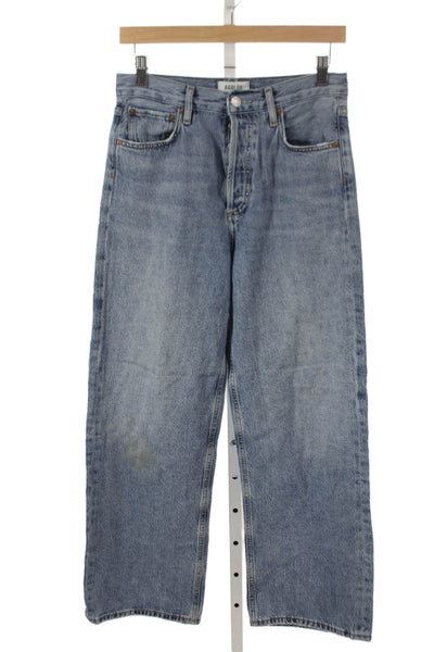 Agolde Womens Wide-Leg Jeans Blue Low Rise Button Inseam 27 Size 26
