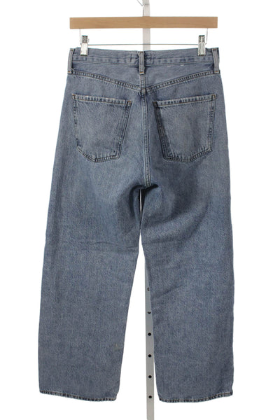Agolde Womens Wide-Leg Jeans Blue Low Rise Button Inseam 27 Size 26