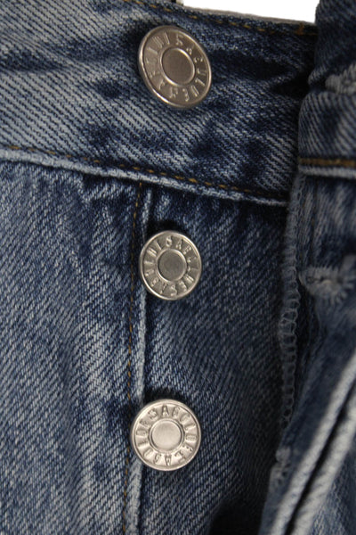 Agolde Womens Wide-Leg Jeans Blue Low Rise Button Inseam 27 Size 26