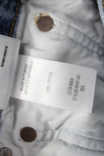 Agolde Womens Wide-Leg Jeans Blue Low Rise Button Inseam 27 Size 26