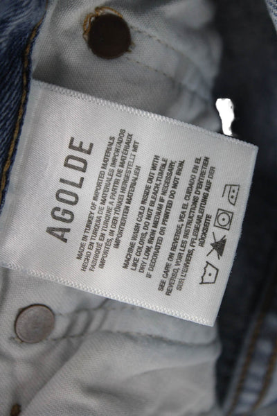 Agolde Womens Wide-Leg Jeans Blue Low Rise Button Inseam 27 Size 26