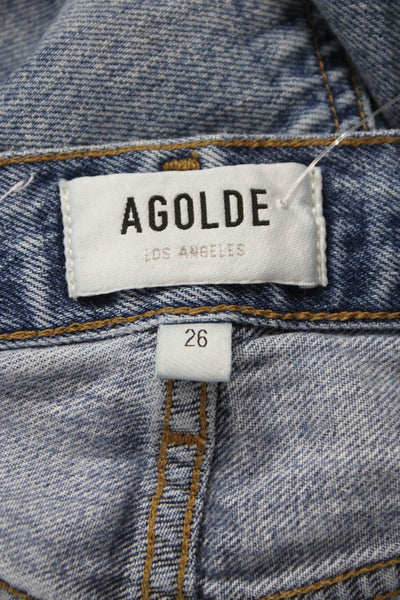 Agolde Womens Wide-Leg Jeans Blue Low Rise Button Inseam 27 Size 26
