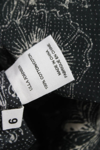 Ulla Johnson Women Black Cotton Paisley Blouse Long Sleeve Size 6