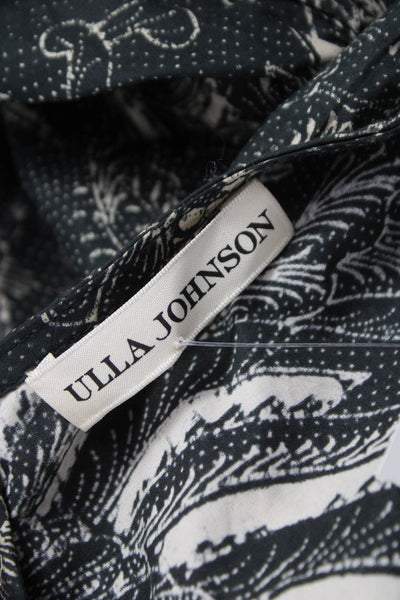Ulla Johnson Women Black Cotton Paisley Blouse Long Sleeve Size 6