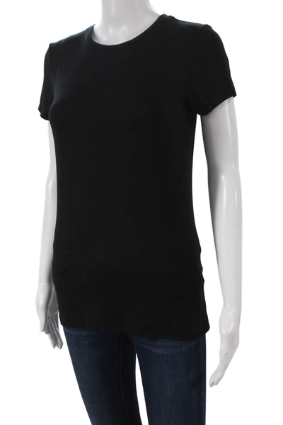 L'Agence Womens Basic Short Sleeve T Shirt Black Rayon Spandex Size M