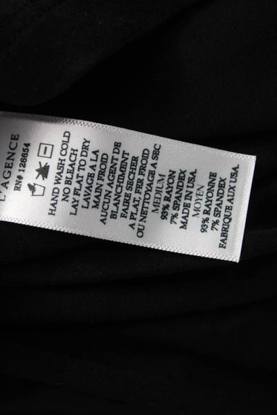 L'Agence Womens Basic Short Sleeve T Shirt Black Rayon Spandex Size M