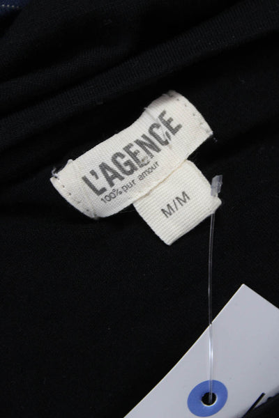 L'Agence Womens Basic Short Sleeve T Shirt Black Rayon Spandex Size M