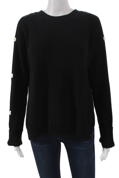 Helmut Lang Women Black 90% Cotton Crew Neck Long Sleeve Pullover Sweater Size M