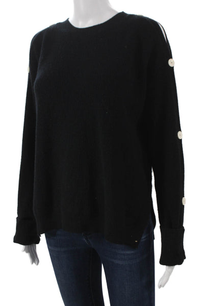 Helmut Lang Women Black 90% Cotton Crew Neck Long Sleeve Pullover Sweater Size M