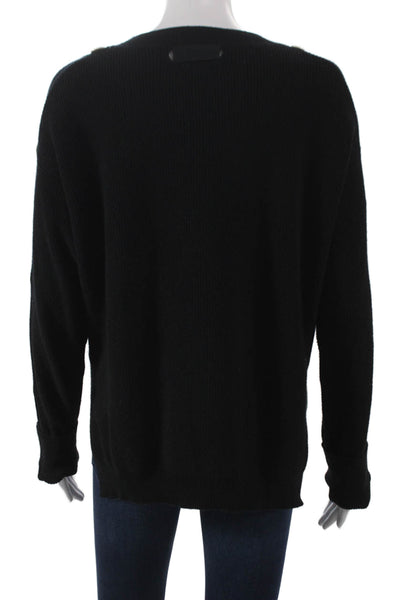 Helmut Lang Women Black 90% Cotton Crew Neck Long Sleeve Pullover Sweater Size M