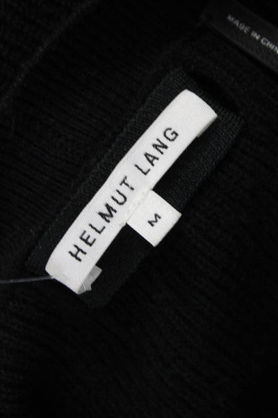 Helmut Lang Women Black 90% Cotton Crew Neck Long Sleeve Pullover Sweater Size M
