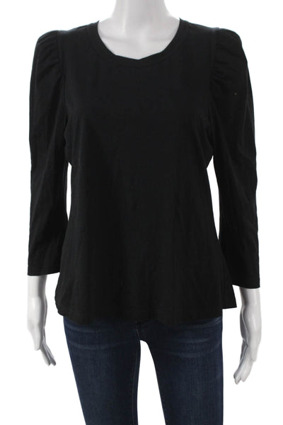 ALC Women Basic Cotton Crew Neck 3/4 Sleeve Black T-Shirt Size M