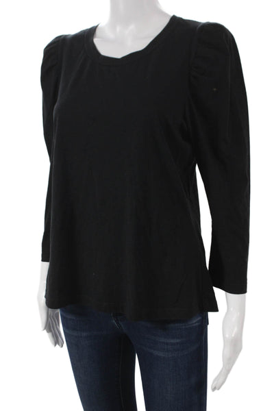 ALC Women Basic Cotton Crew Neck 3/4 Sleeve Black T-Shirt Size M